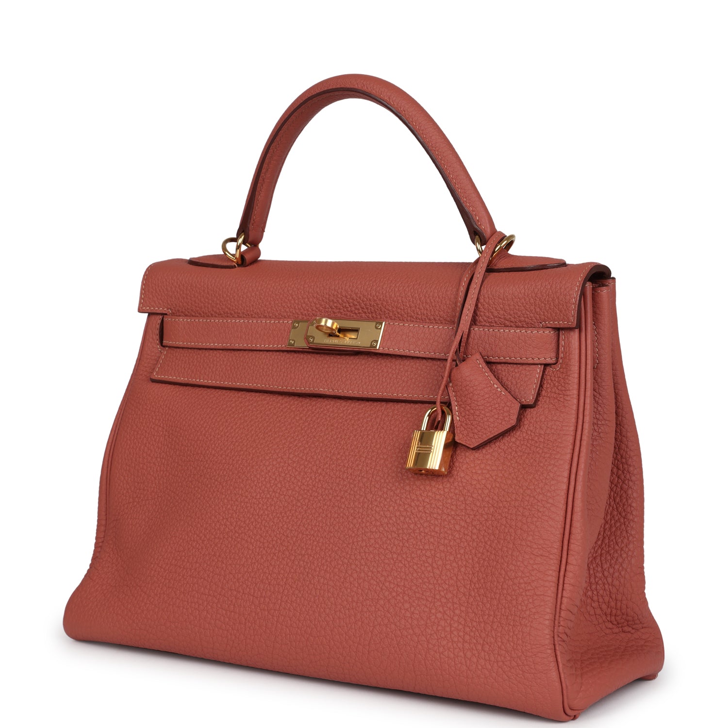 Pre-owned Hermes Kelly Retourne 32 Rosy Togo Gold Hardware
