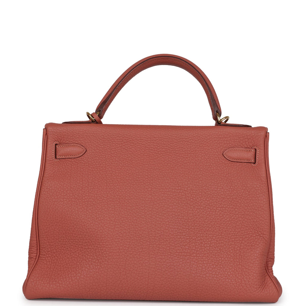Pre-owned Hermes Kelly Retourne 32 Rosy Togo Gold Hardware