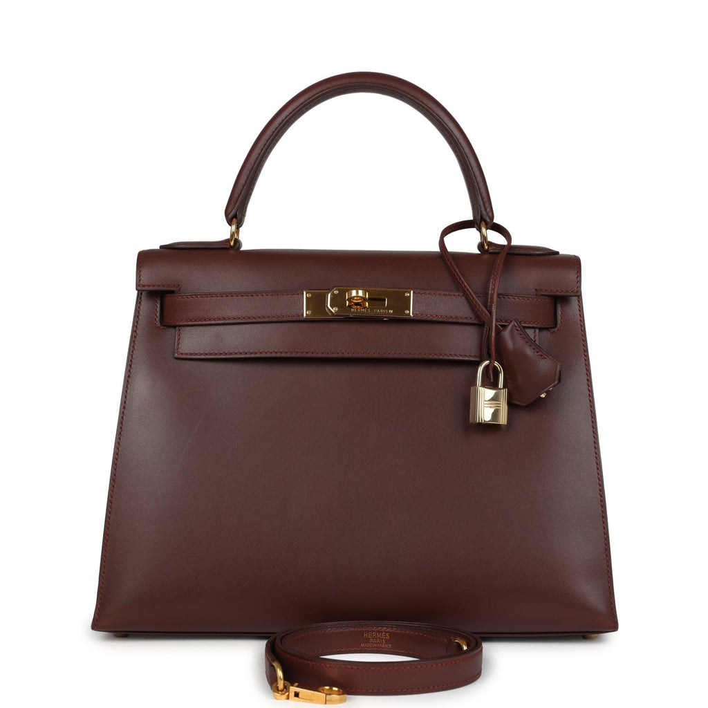 New Hermes Kelly Sellier 28 Noisette Box Gold Hardware