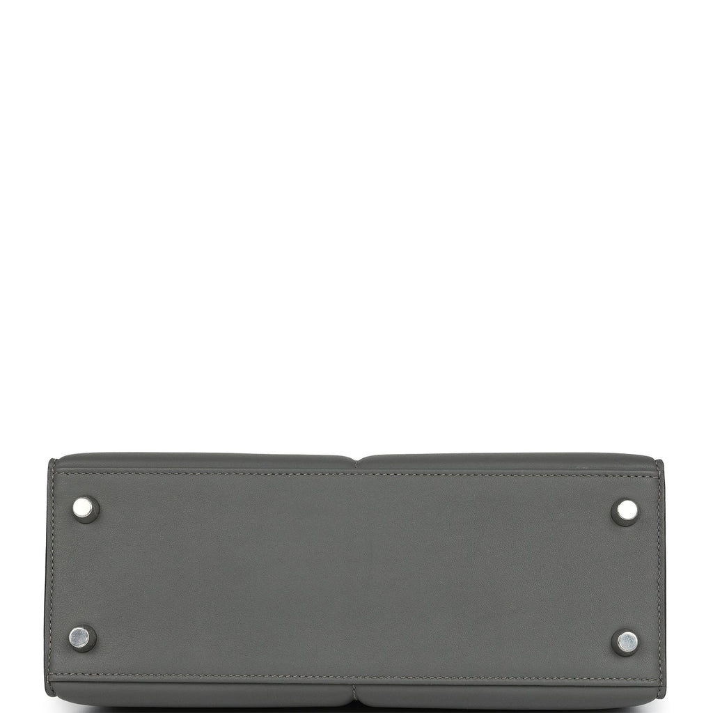 Hermes Padded Kelly Sellier 25 Gris Meyer Swift Palladium Hardware
