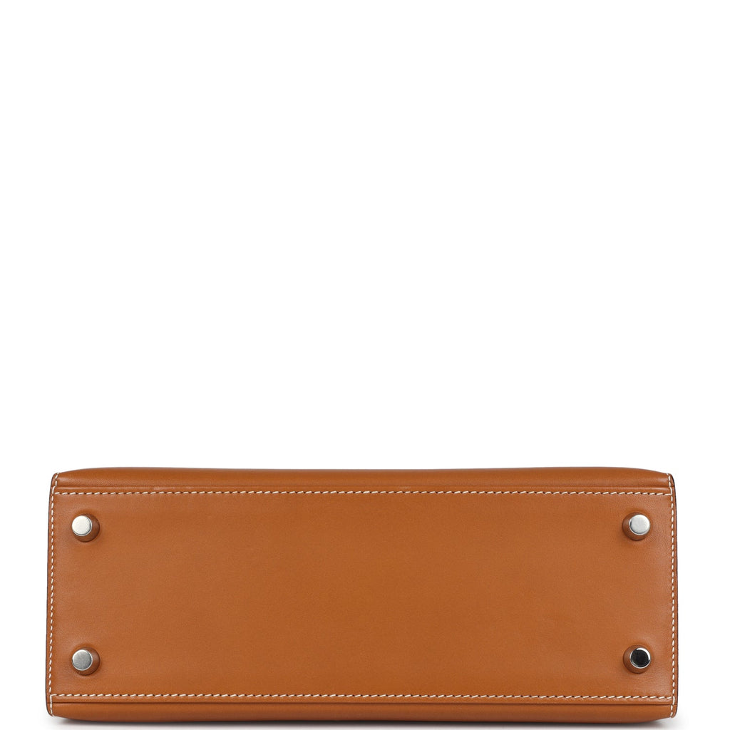 Pre-owned Hermes Kelly Sellier 25 Natural Sable Butler Palladium Hardware