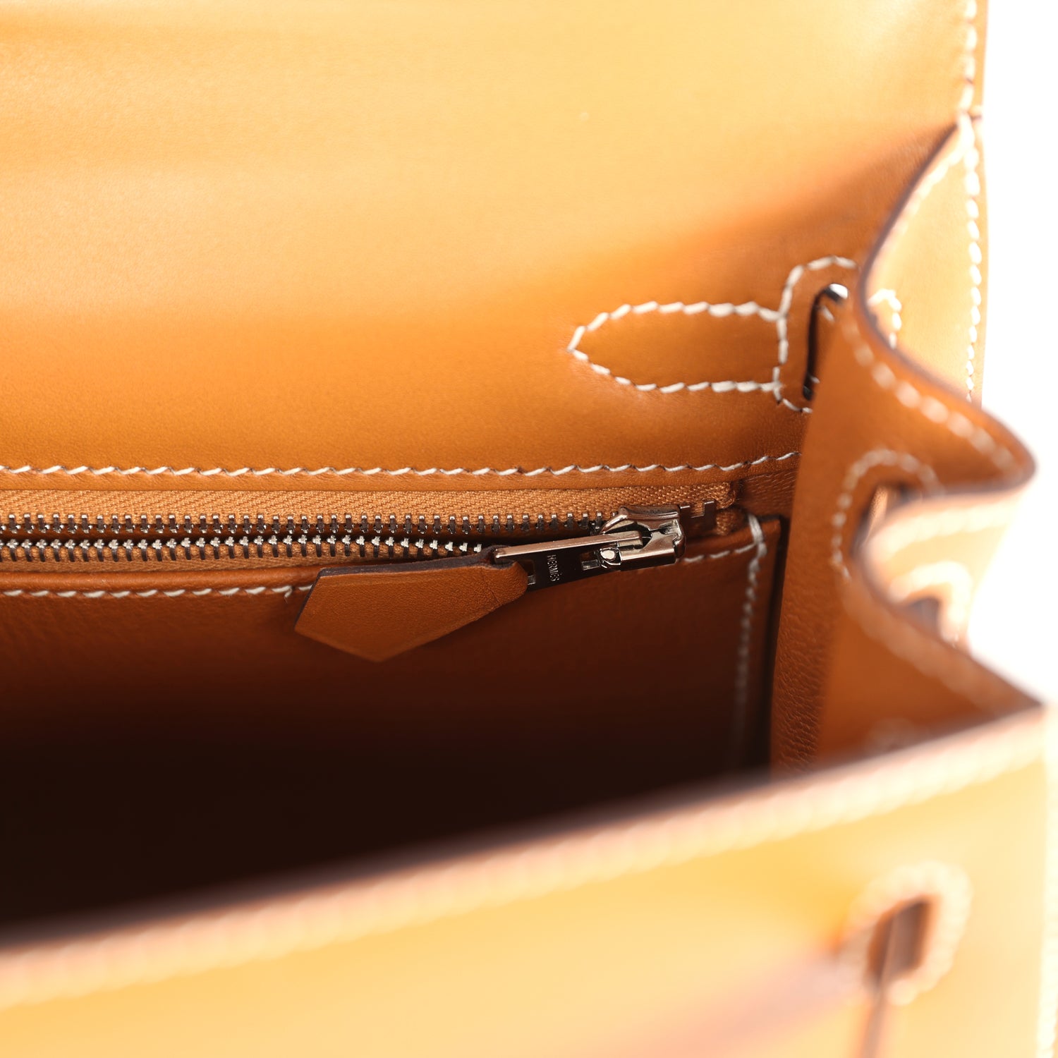 Pre-owned Hermes Kelly Sellier 25 Natural Sable Butler Palladium Hardware