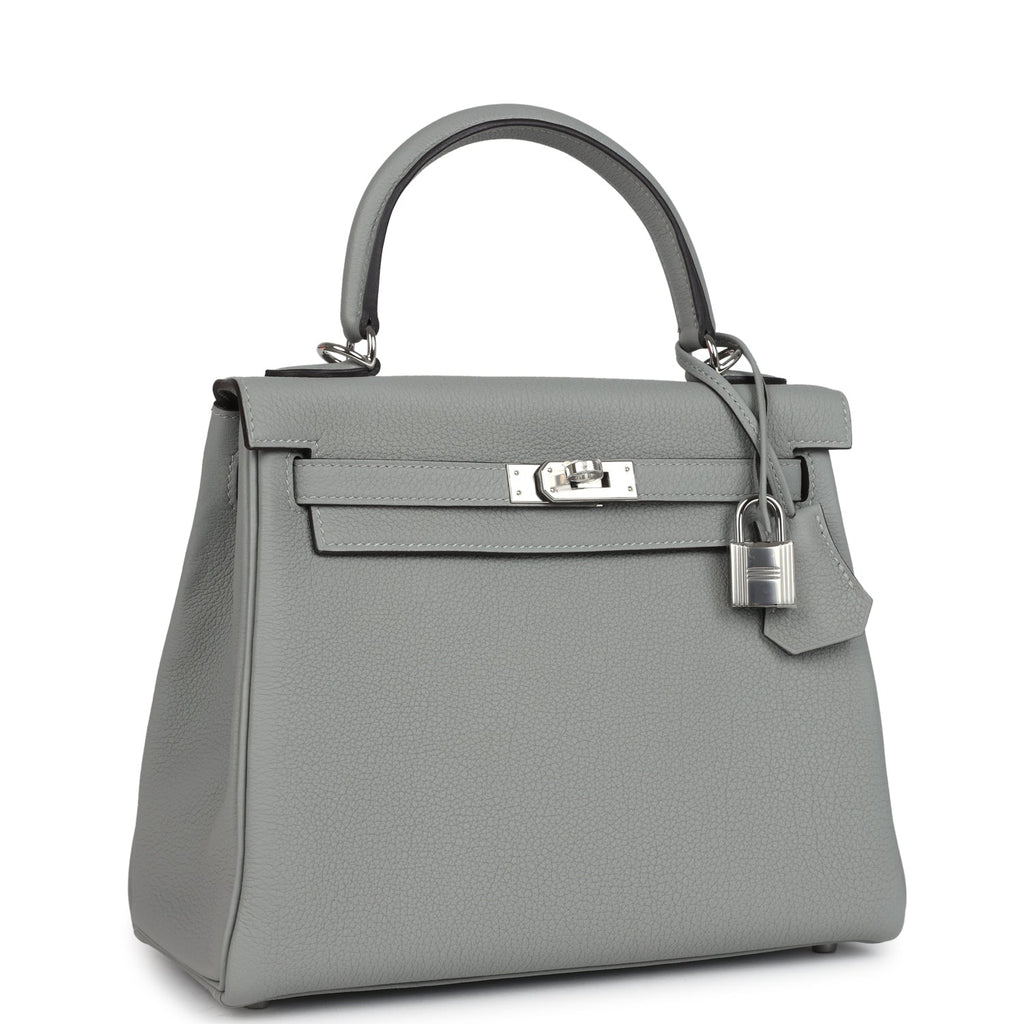 Hermes Kelly Retourne 25 Gris Mouette Togo Palladium Hardware