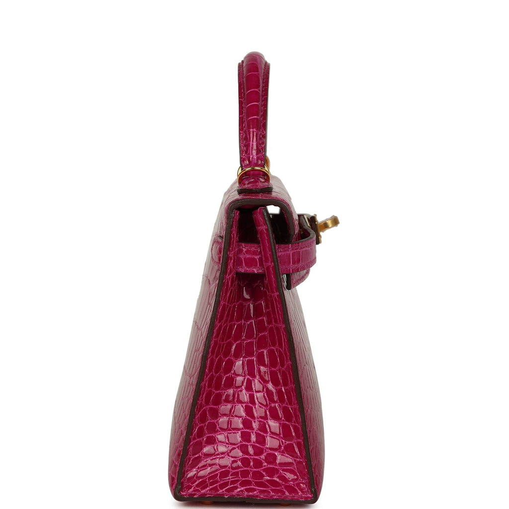 Hermes Kelly Sellier 20 Rose Scheherazade Shiny Alligator Gold Hardware