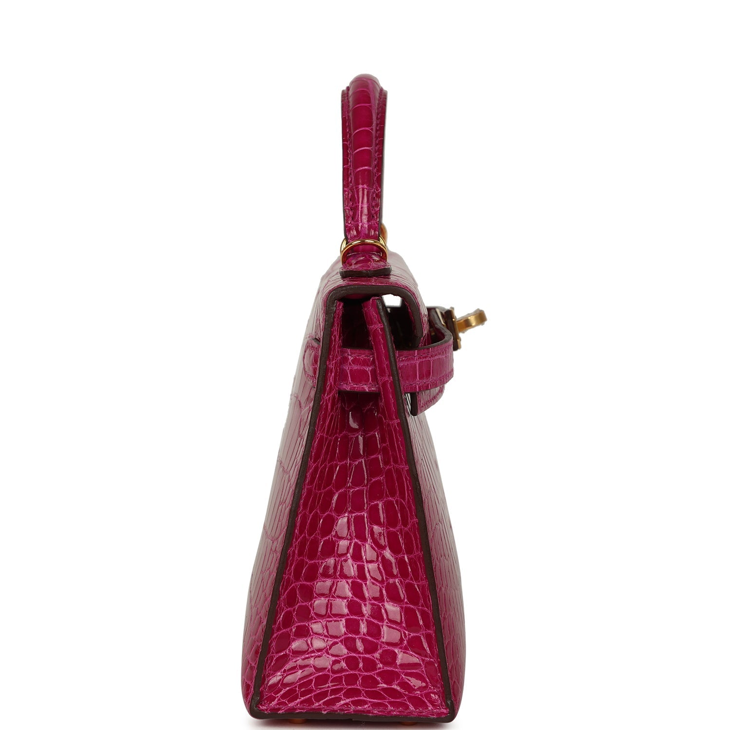 Hermes Kelly Sellier 20 Rose Scheherazade Shiny Alligator Gold Hardware