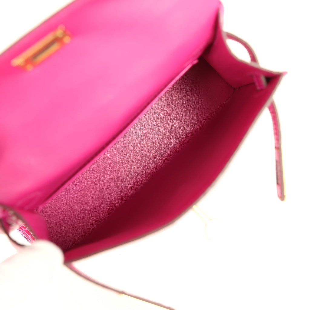 Hermes Kelly Sellier 20 Rose Scheherazade Shiny Alligator Gold Hardware