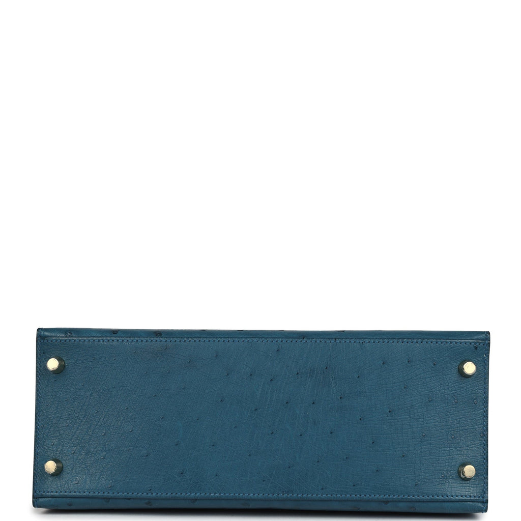 Hermes Kelly Sellier 28 Cobalt Ostrich Gold Hardware