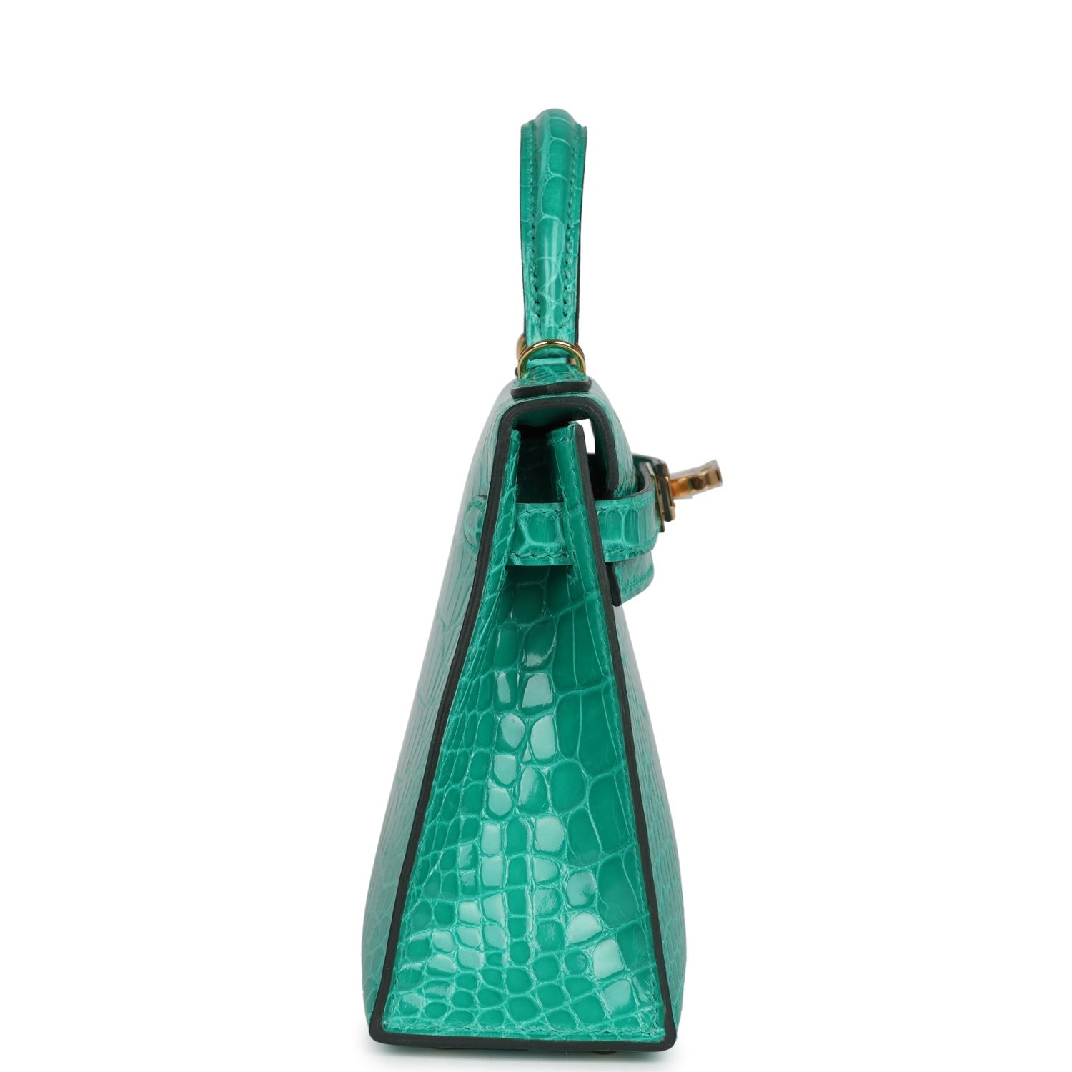 Hermes Kelly Sellier 20 Vert Jade Shiny Alligator Gold Hardware