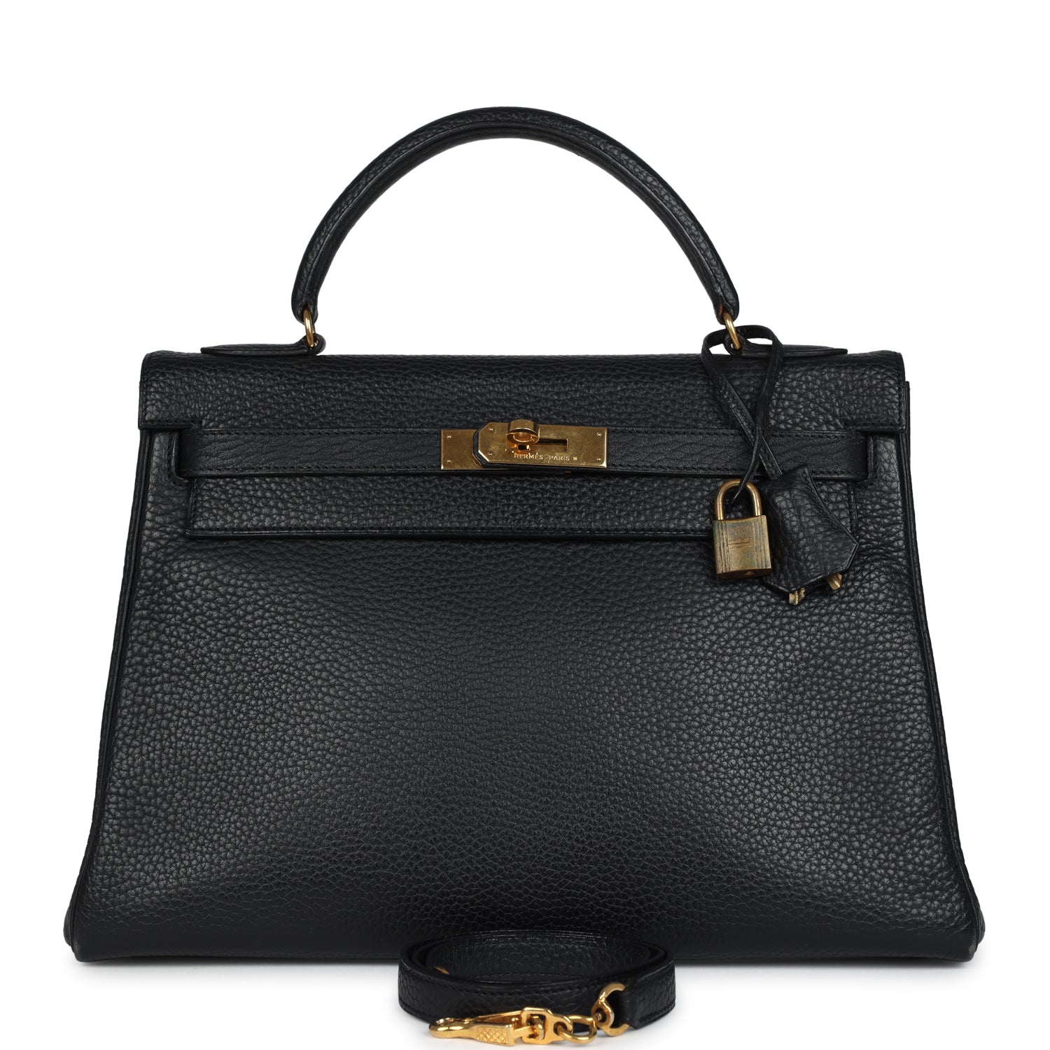 New Hermes Kelly Retourne 32 Black Ardennes Gold Hardware