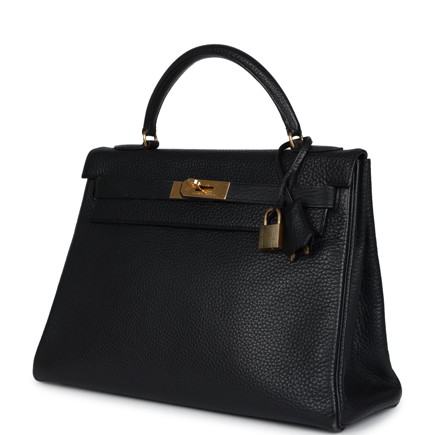 New Hermes Kelly Retourne 32 Black Ardennes Gold Hardware