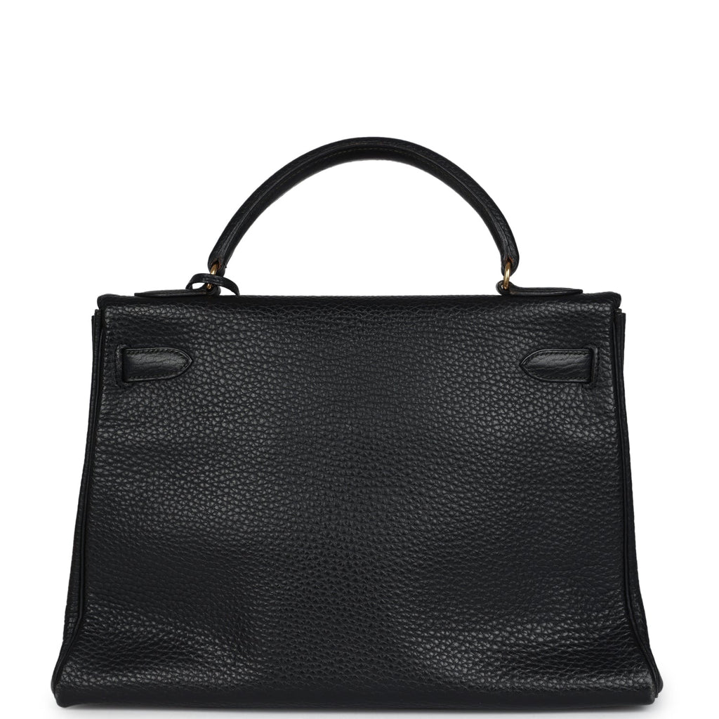 New Hermes Kelly Retourne 32 Black Ardennes Gold Hardware