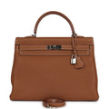 Pre-owned Hermes Kelly Retourne 35 Gold Togo Palladium Hardware