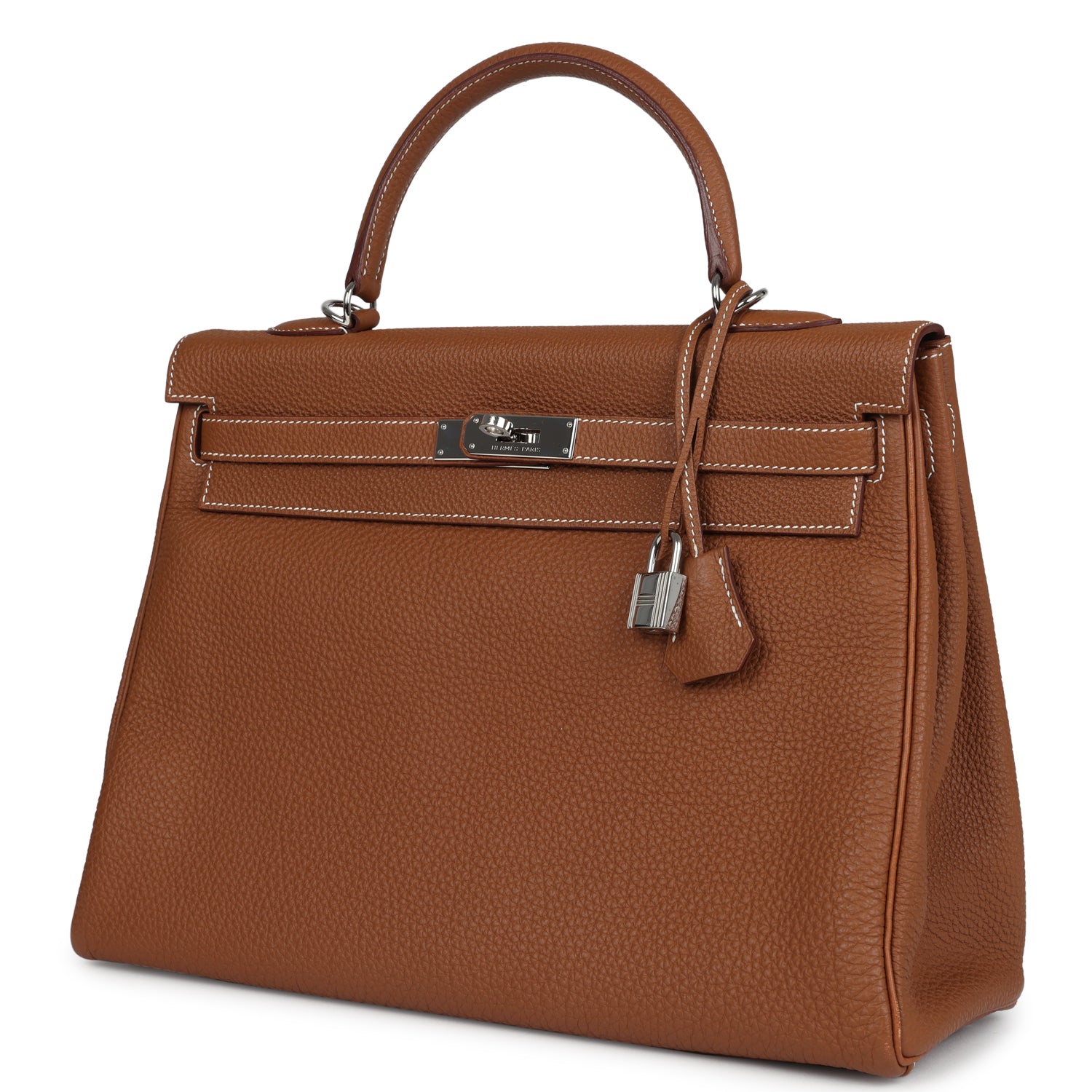 Pre-owned Hermes Kelly Retourne 35 Gold Togo Palladium Hardware