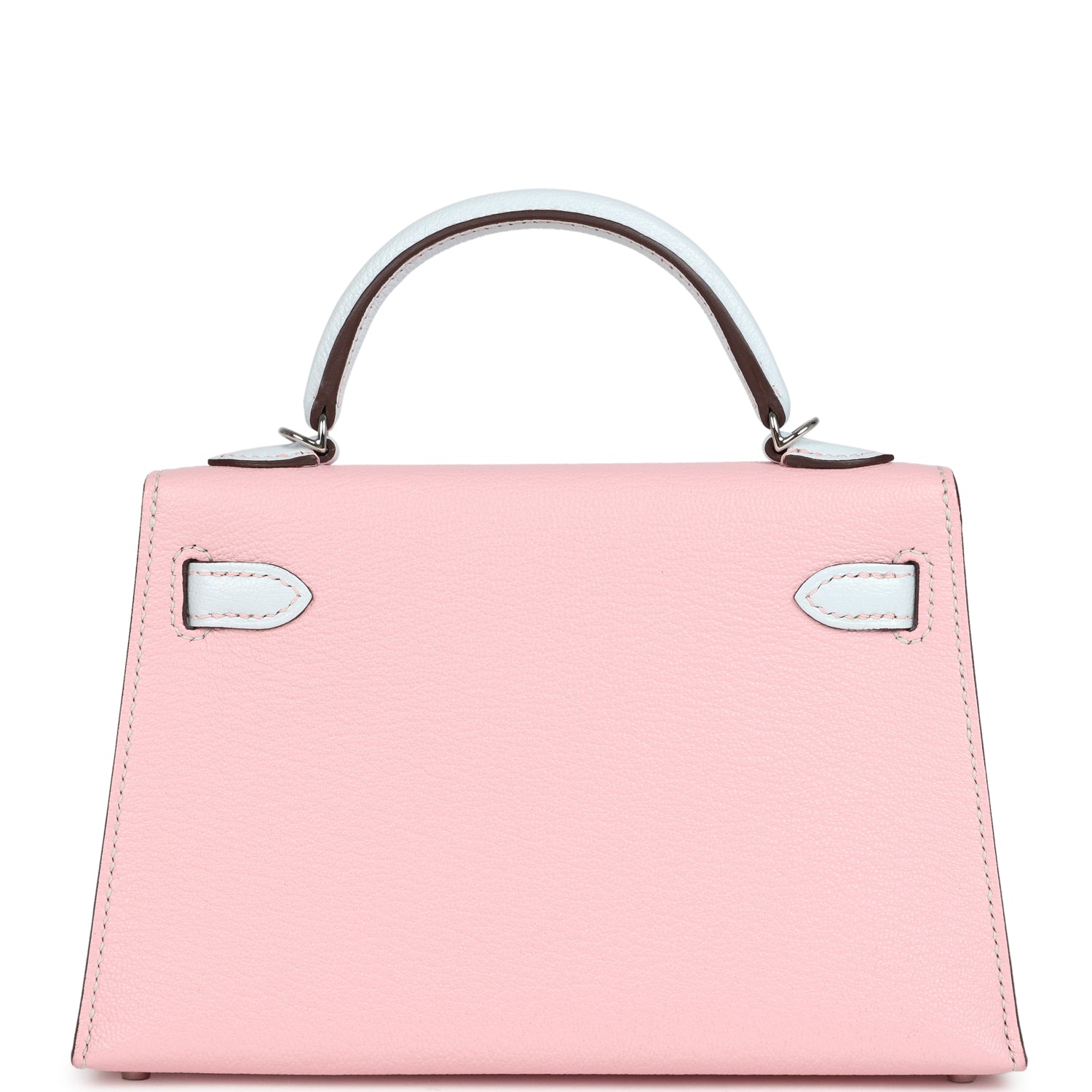 Hermes Special Order (HSS) Kelly Sellier 20 Rose Sakura and Bleu Brume Chevre Palladium Hardware