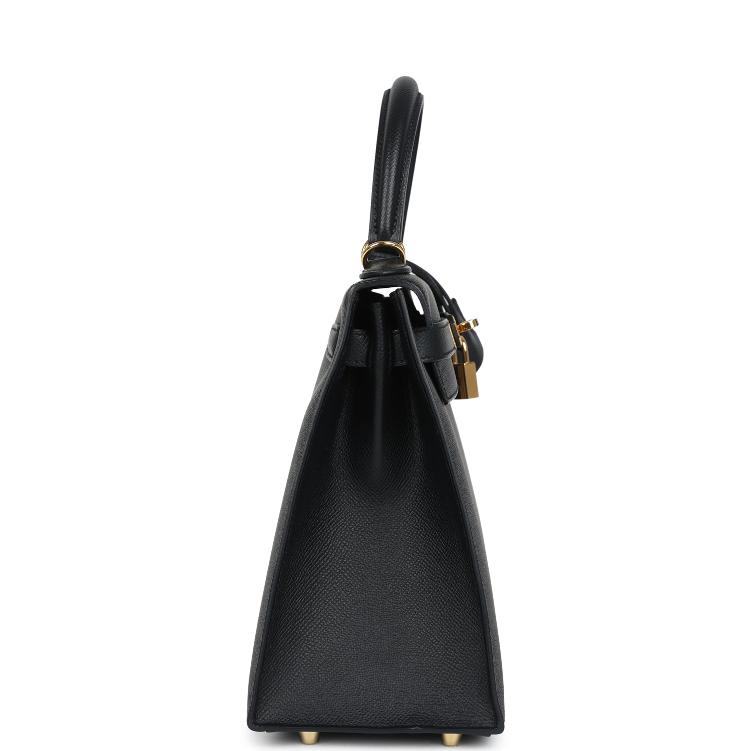 Pre-owned Hermes Kelly Sellier 28 Black Epsom Gold Hardware