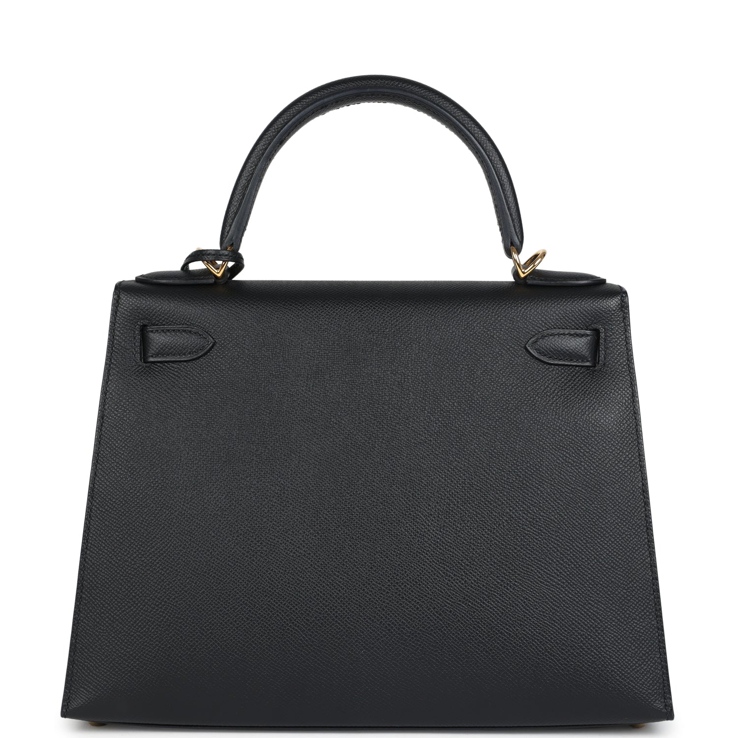 Pre-owned Hermes Kelly Sellier 28 Black Epsom Gold Hardware