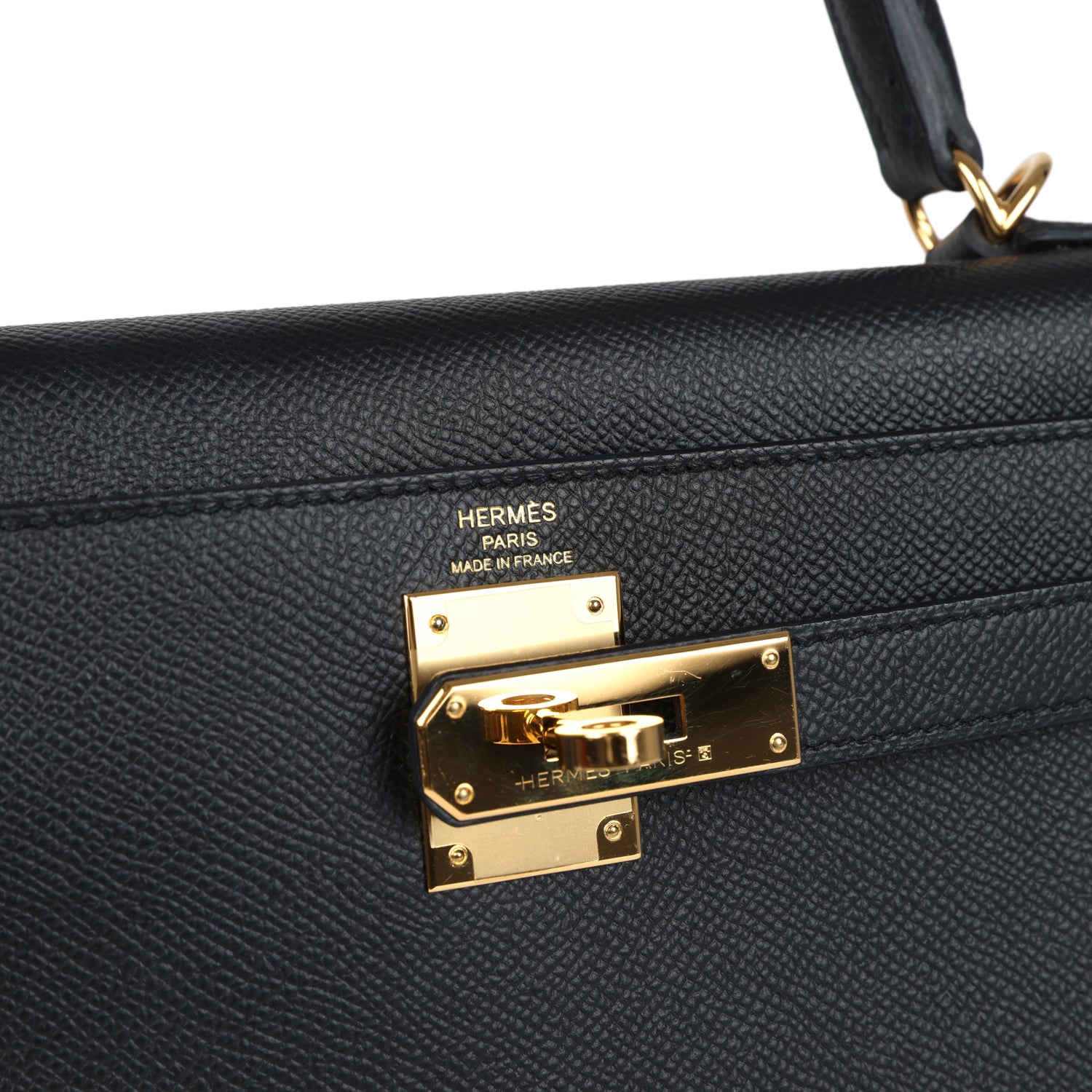 Pre-owned Hermes Kelly Sellier 28 Black Epsom Gold Hardware