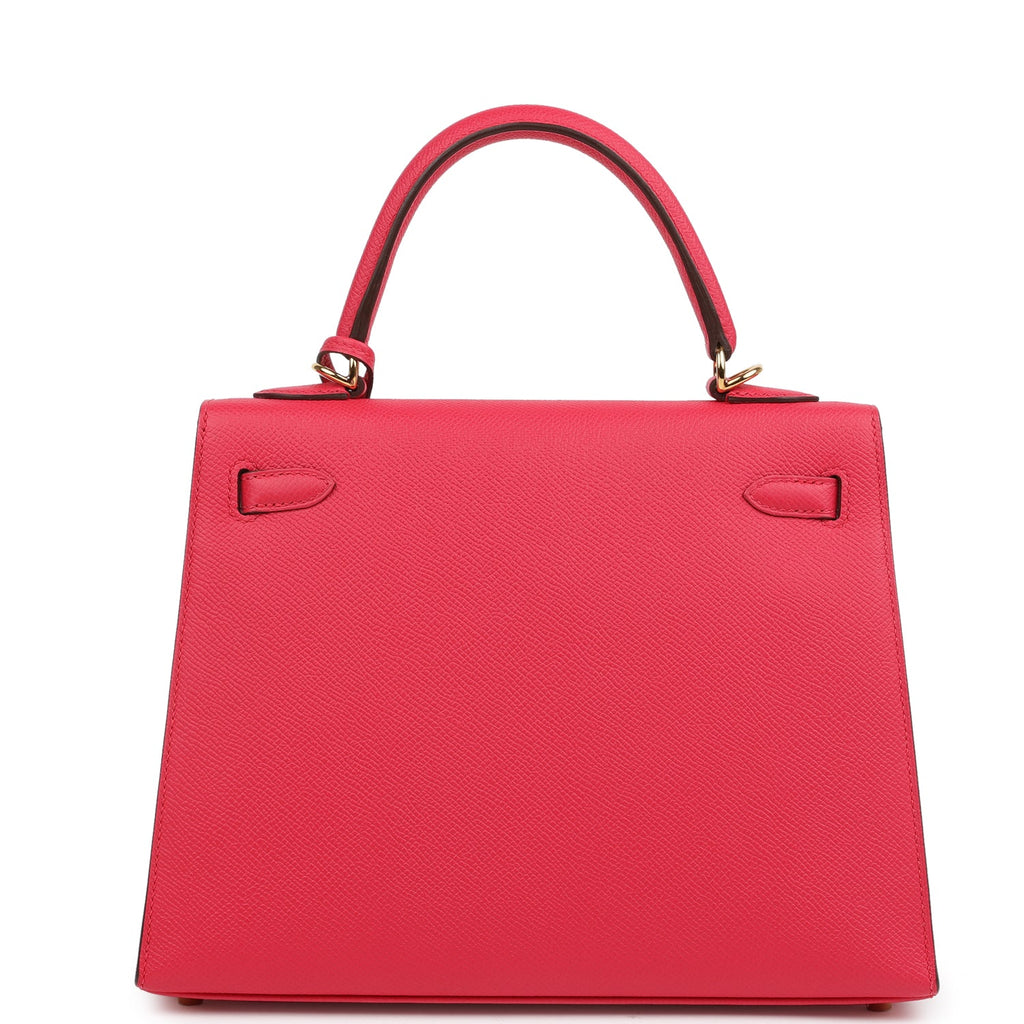Hermes Kelly Sellier 25 Rose Extreme Epsom Gold Hardware