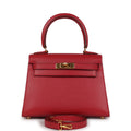 New Hermes Kelly Sellier 20 Rouge Vif Courchevel Gold Hardware