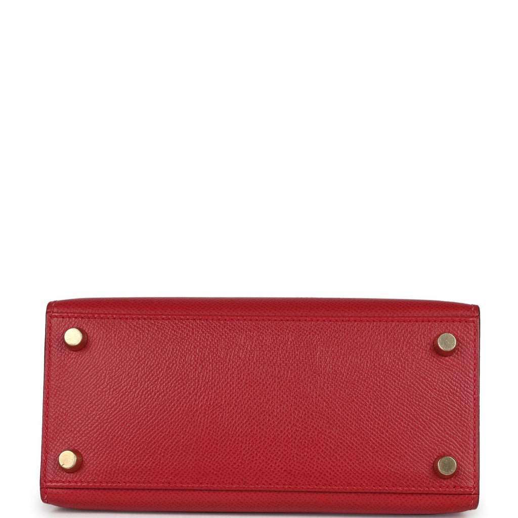 New Hermes Kelly Sellier 20 Rouge Vif Courchevel Gold Hardware