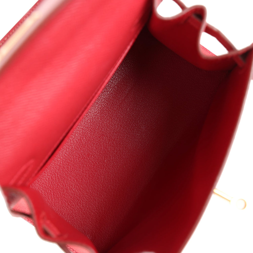 New Hermes Kelly Sellier 20 Rouge Vif Courchevel Gold Hardware