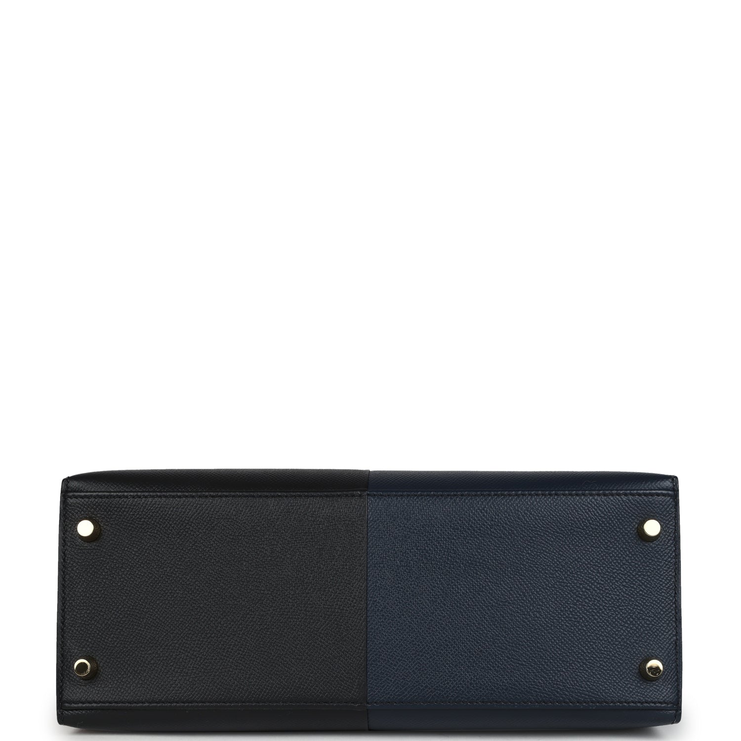 Pre-owned Hermes Kelly Sellier 28 Casaque Bleu Indigo and Black Epsom Gold Hardware