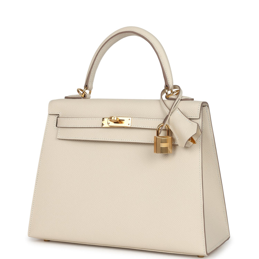 Hermes Kelly Sellier 25 Craie Epsom Gold Hardware