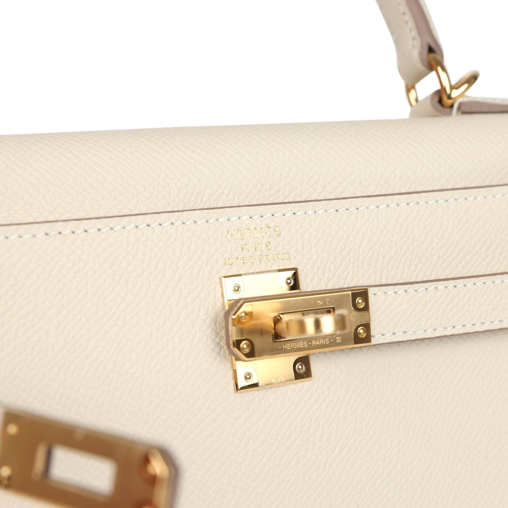 Hermes Kelly Sellier 25 Craie Epsom Gold Hardware