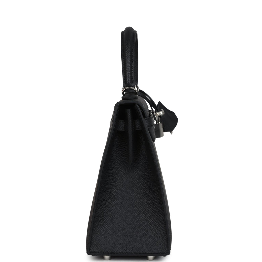 Hermes Kelly Sellier 25 Black Epsom Palladium Hardware