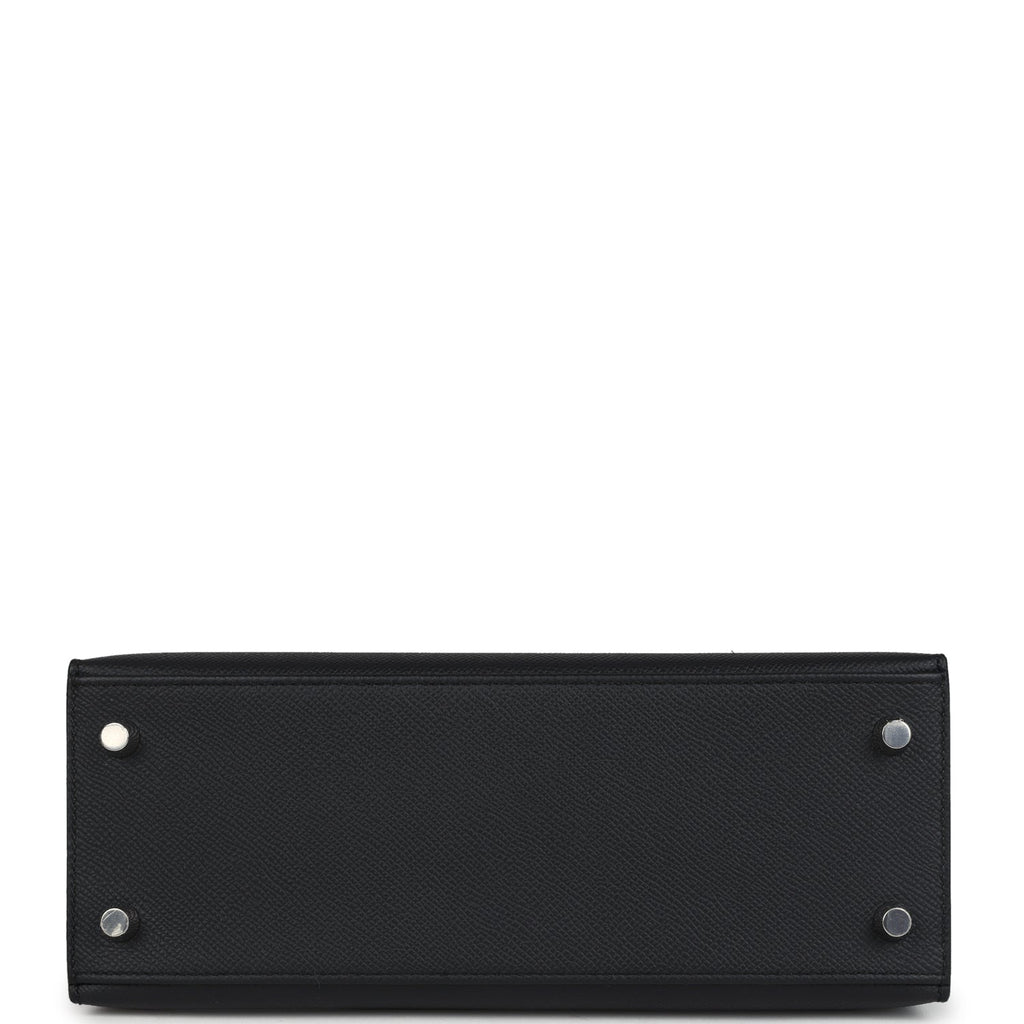 Hermes Kelly Sellier 25 Black Epsom Palladium Hardware