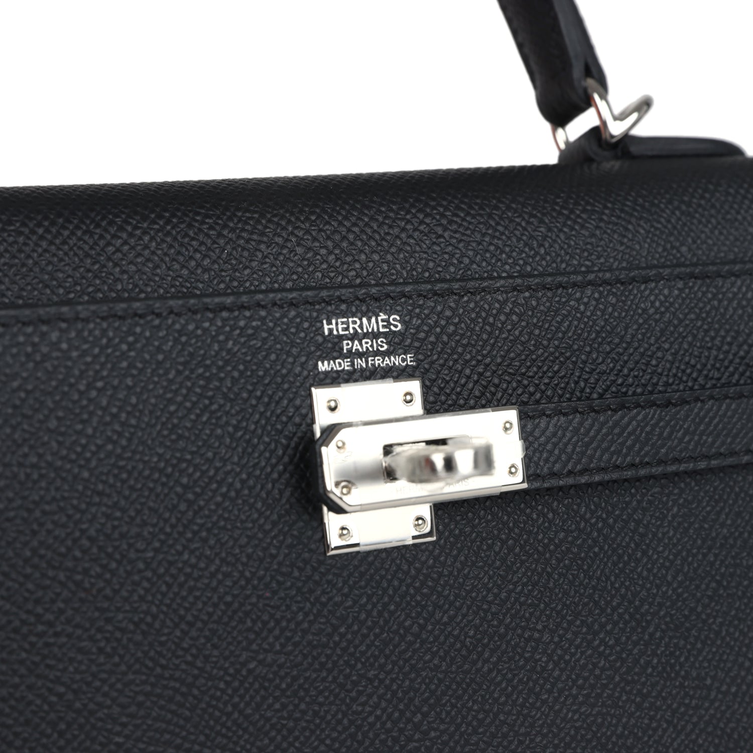 Hermes Kelly Sellier 25 Black Epsom Palladium Hardware