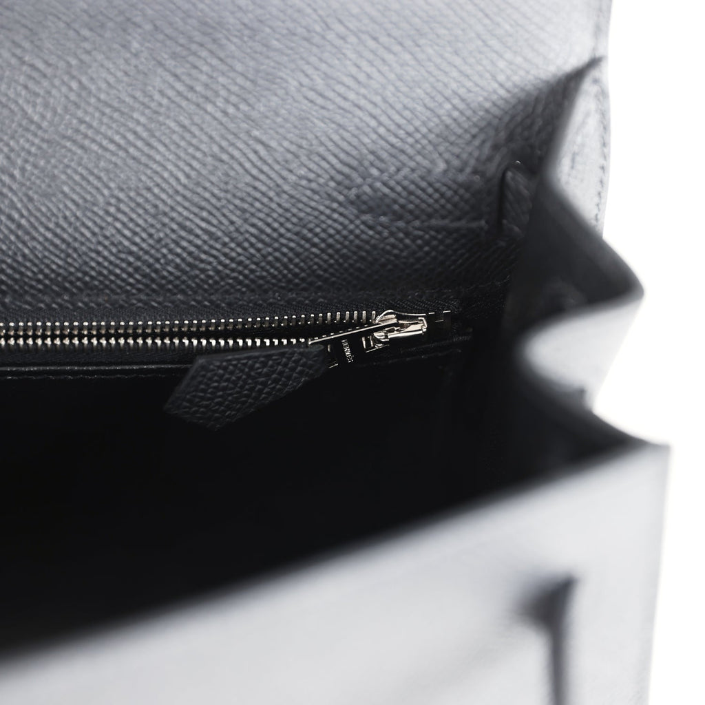 Hermes Kelly Sellier 25 Black Epsom Palladium Hardware