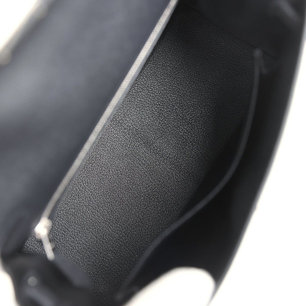 Hermes Kelly Sellier 25 Black Epsom Palladium Hardware