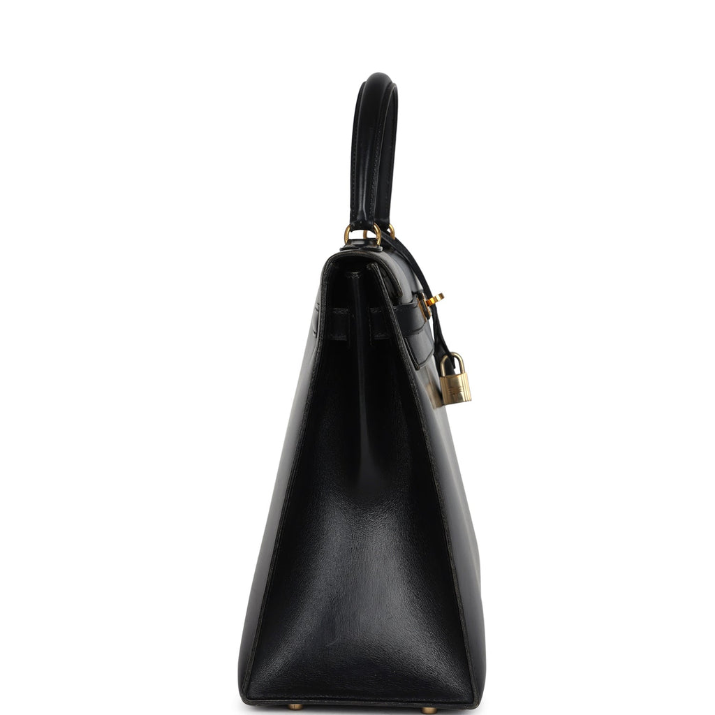 New Hermes Kelly Sellier 35 Black Box Gold Hardware