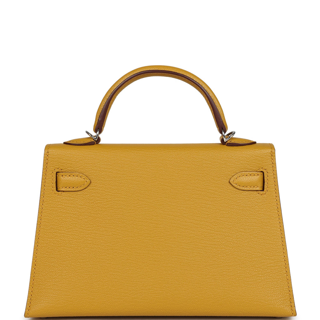 Hermes Kelly Sellier 20 Jaune Ambre Verso Chèvre Mysore Palladium Hardware