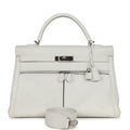 Hermes Kelly Lakis 35 White Swift Palladium Hardware