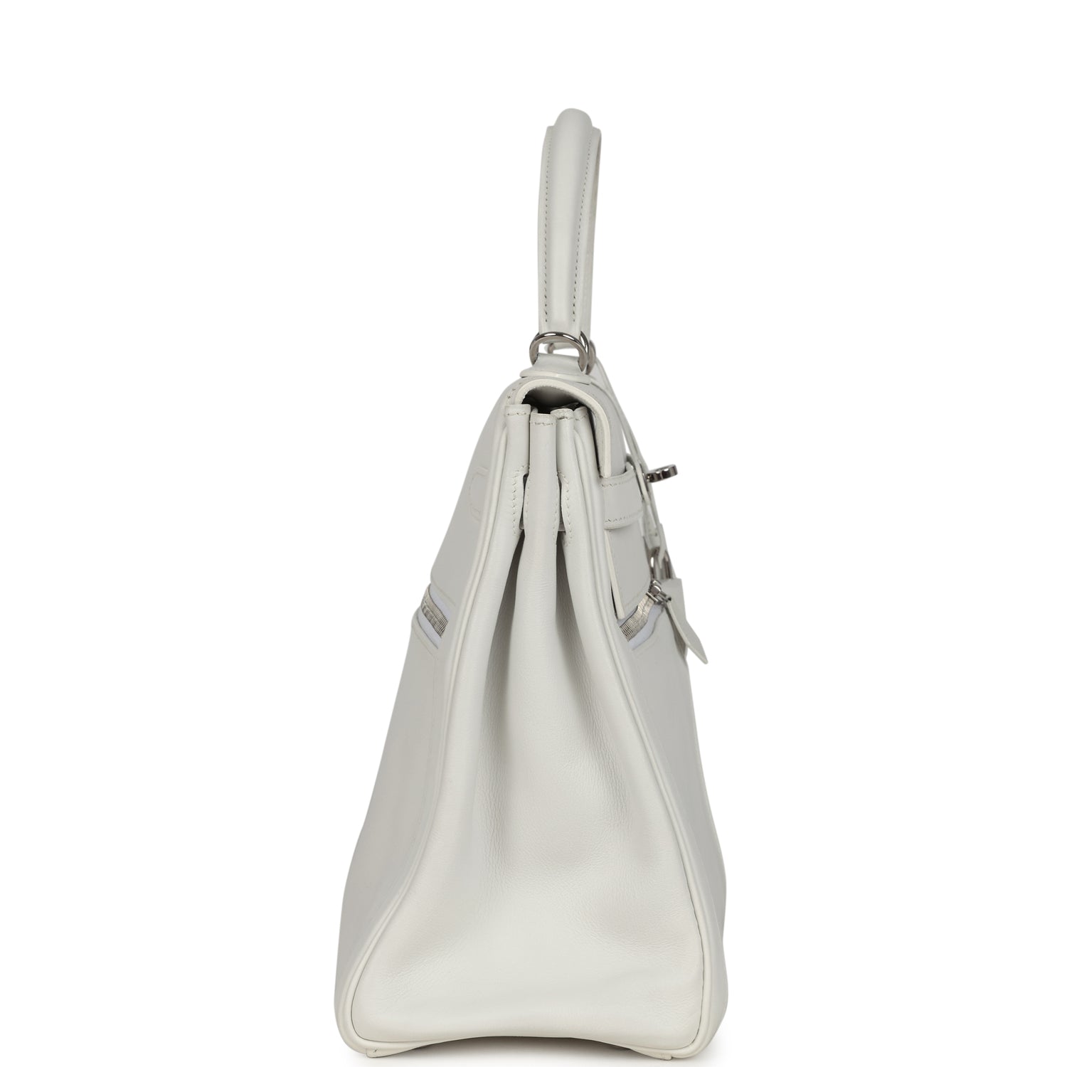 Hermes Kelly Lakis 35 White Swift Palladium Hardware