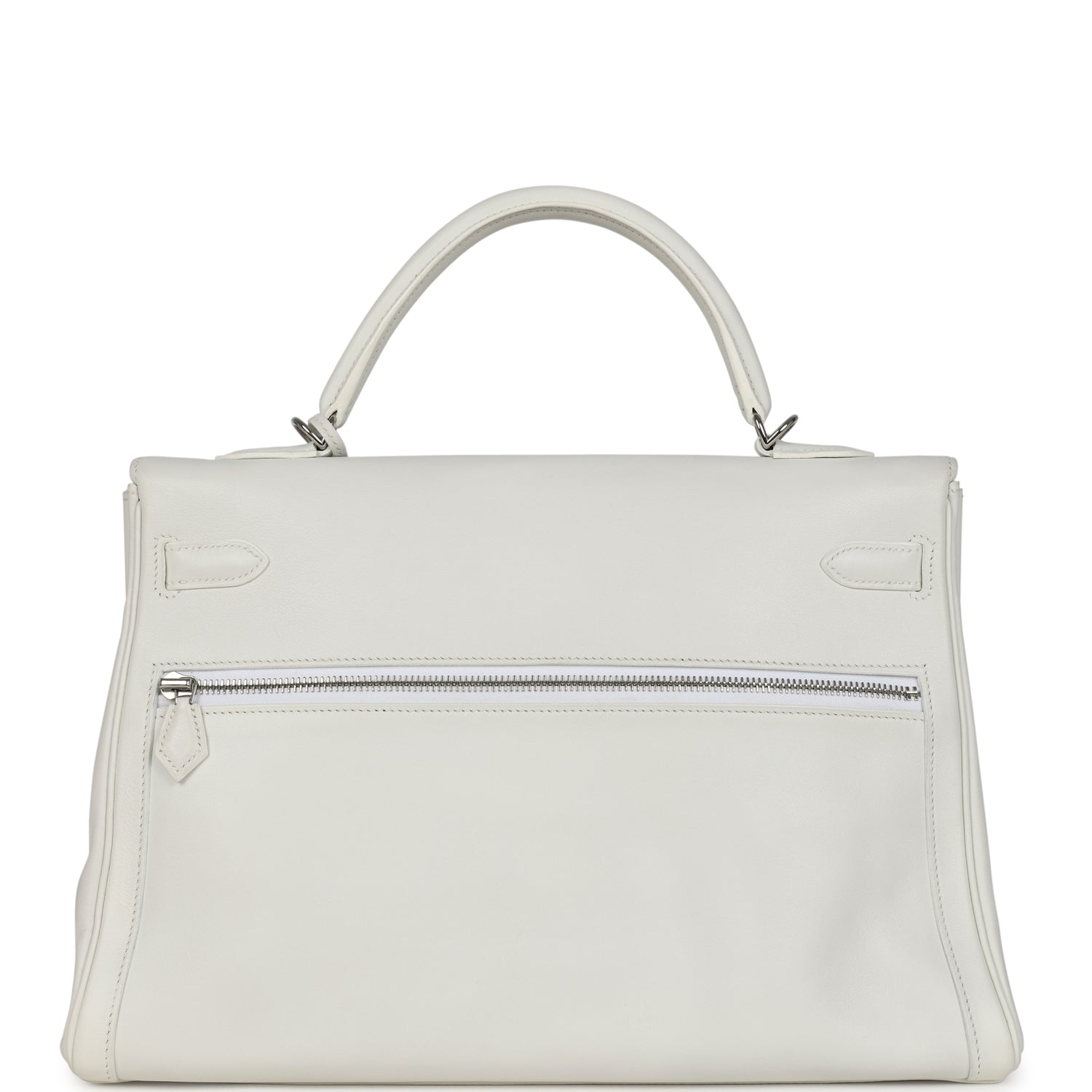 Hermes Kelly Lakis 35 White Swift Palladium Hardware