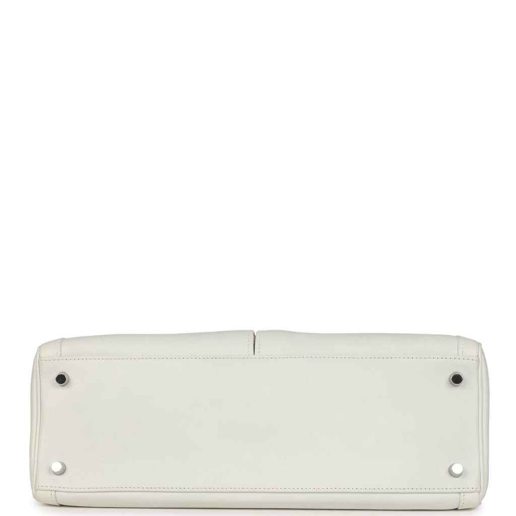 Hermes Kelly Lakis 35 White Swift Palladium Hardware