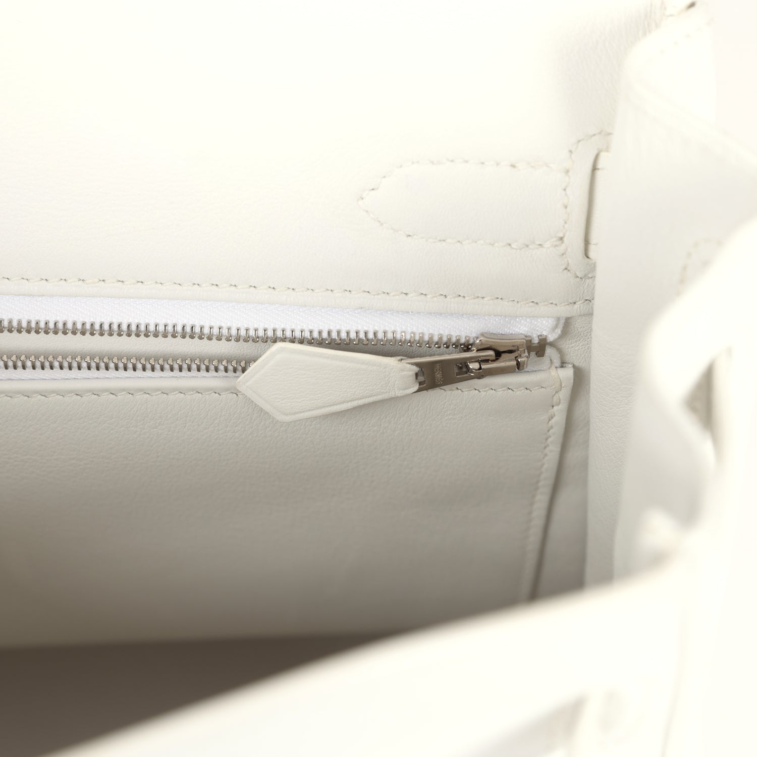 Hermes Kelly Lakis 35 White Swift Palladium Hardware