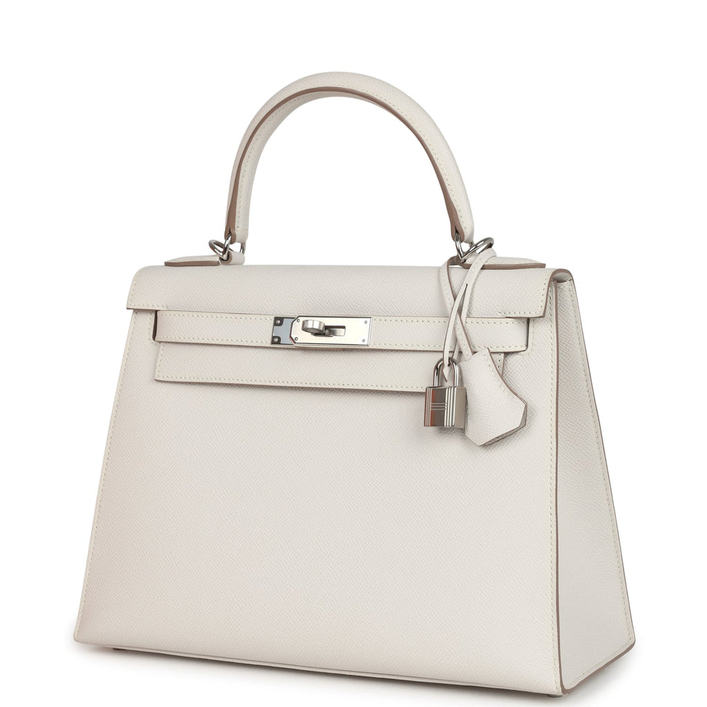 Hermes Kelly Sellier 28 Gris Pale Epsom Palladium Hardware