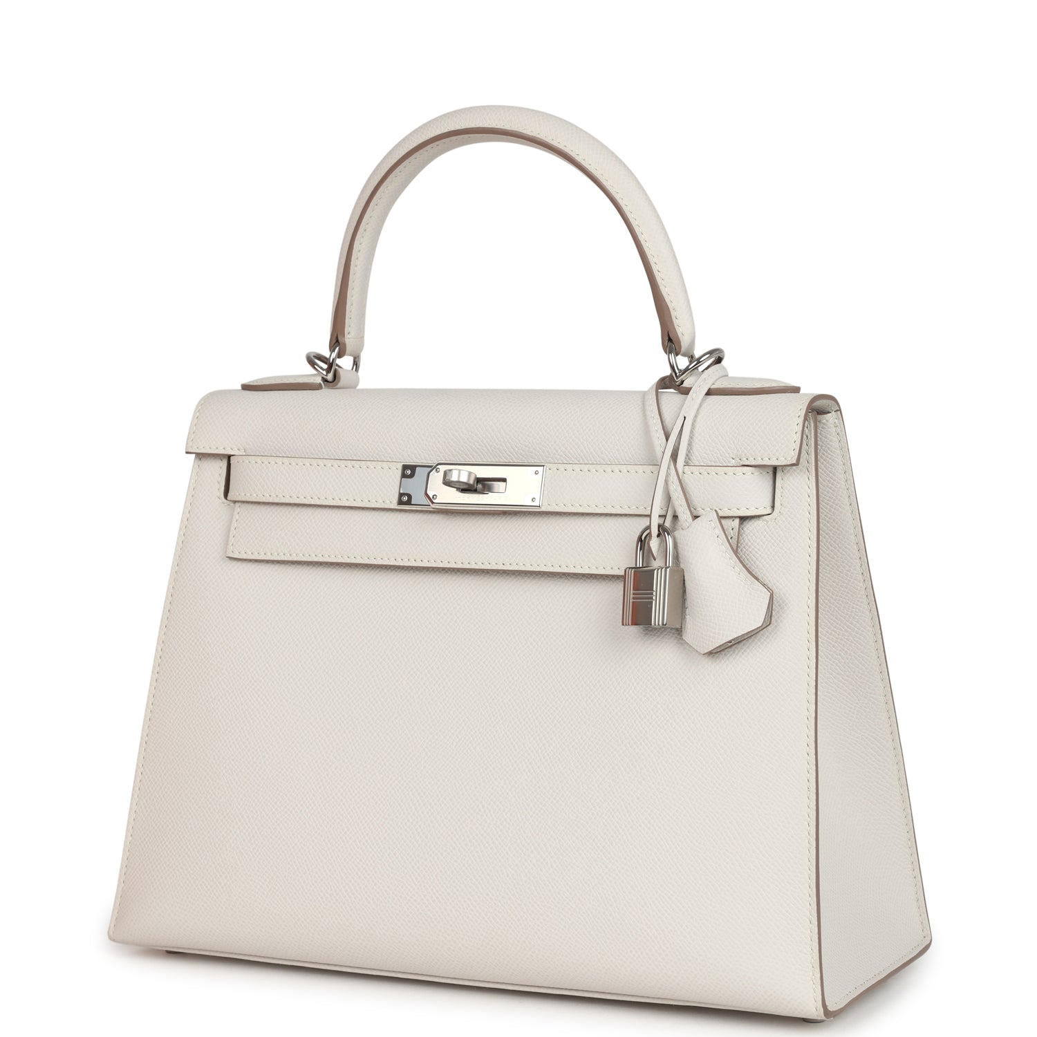 Hermes Kelly Sellier 28 Gris Pale Epsom Palladium Hardware
