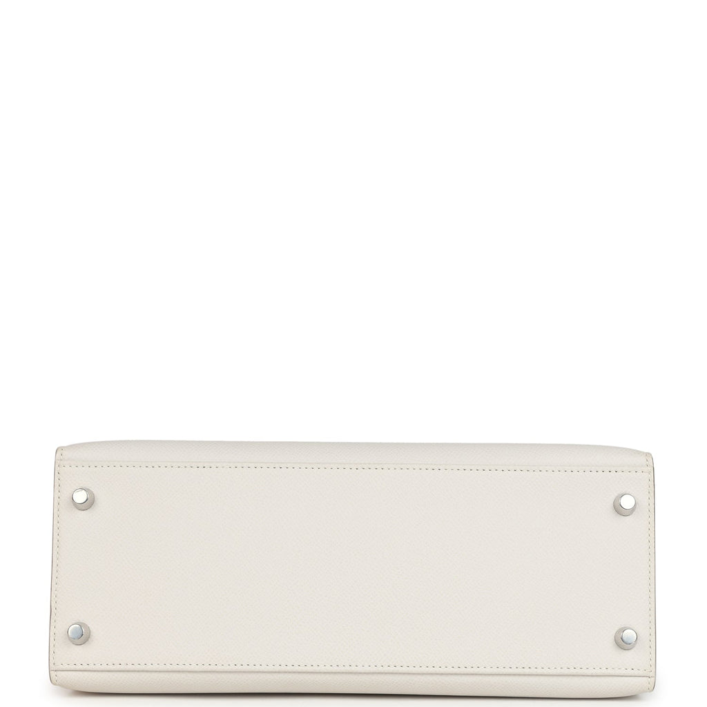Hermes Kelly Sellier 28 Gris Pale Epsom Palladium Hardware