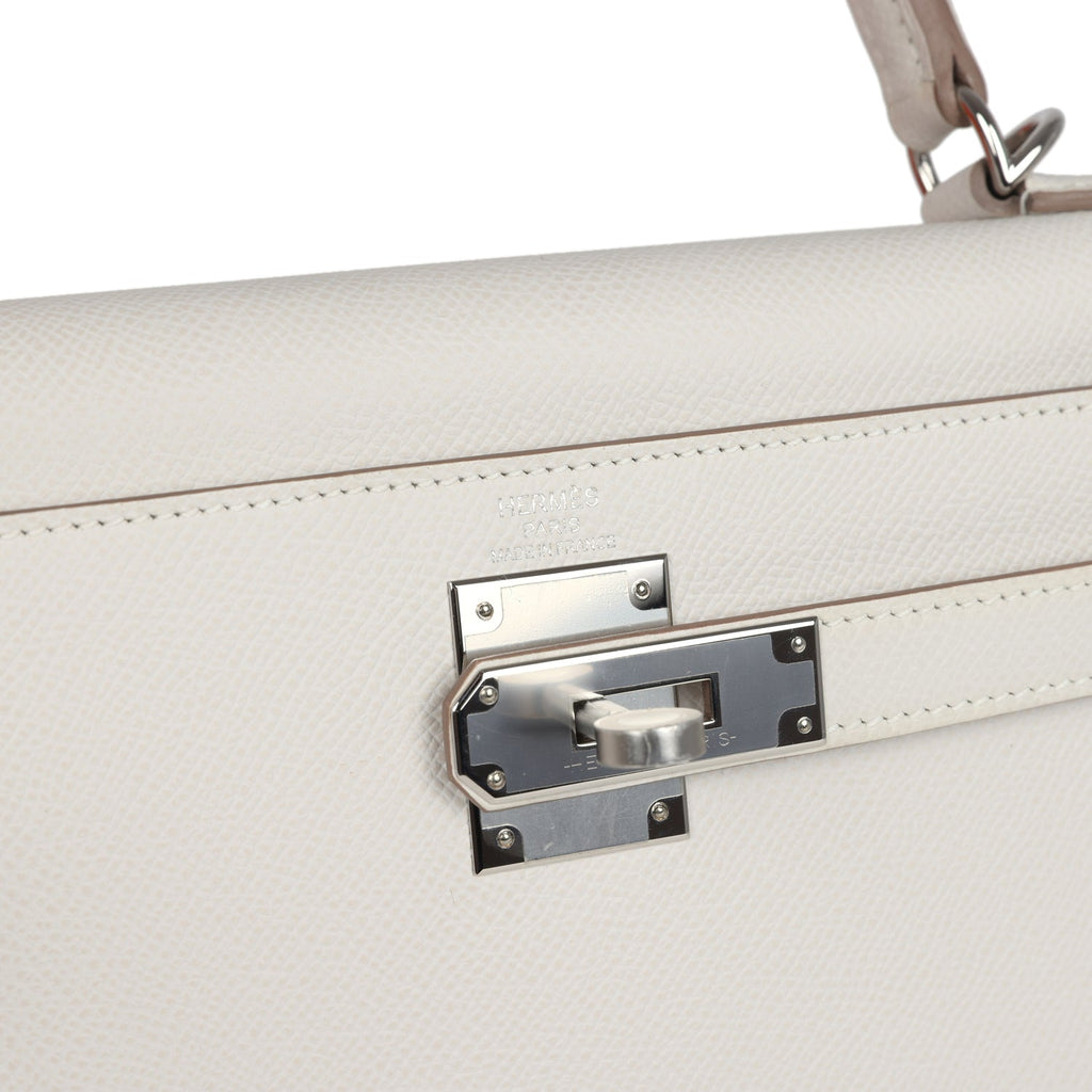 Hermes Kelly Sellier 28 Gris Pale Epsom Palladium Hardware