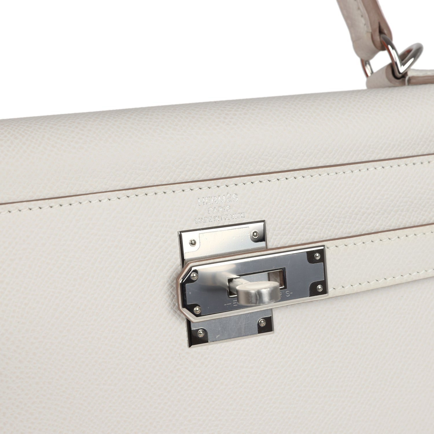 Hermes Kelly Sellier 28 Gris Pale Epsom Palladium Hardware