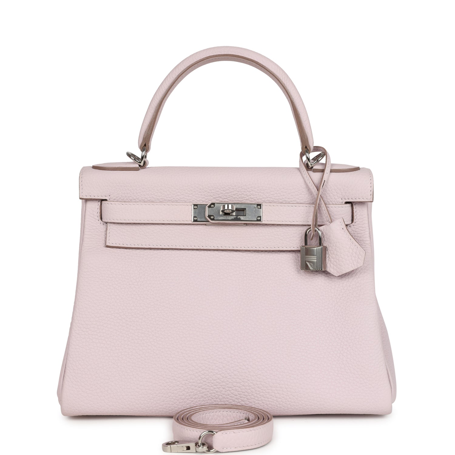 New Hermes Kelly Retourne 28 Mauve Pale Clemence Palladium Hardware