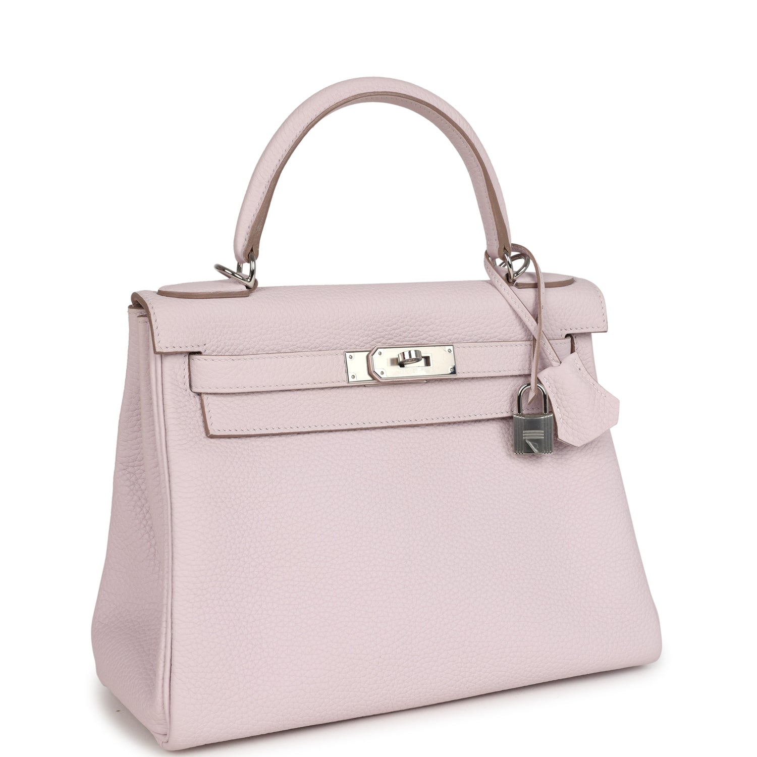 New Hermes Kelly Retourne 28 Mauve Pale Clemence Palladium Hardware