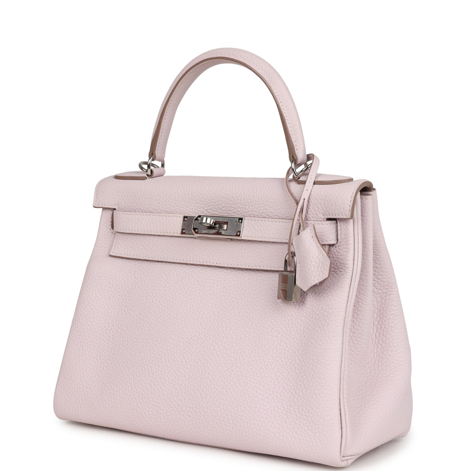 New Hermes Kelly Retourne 28 Mauve Pale Clemence Palladium Hardware