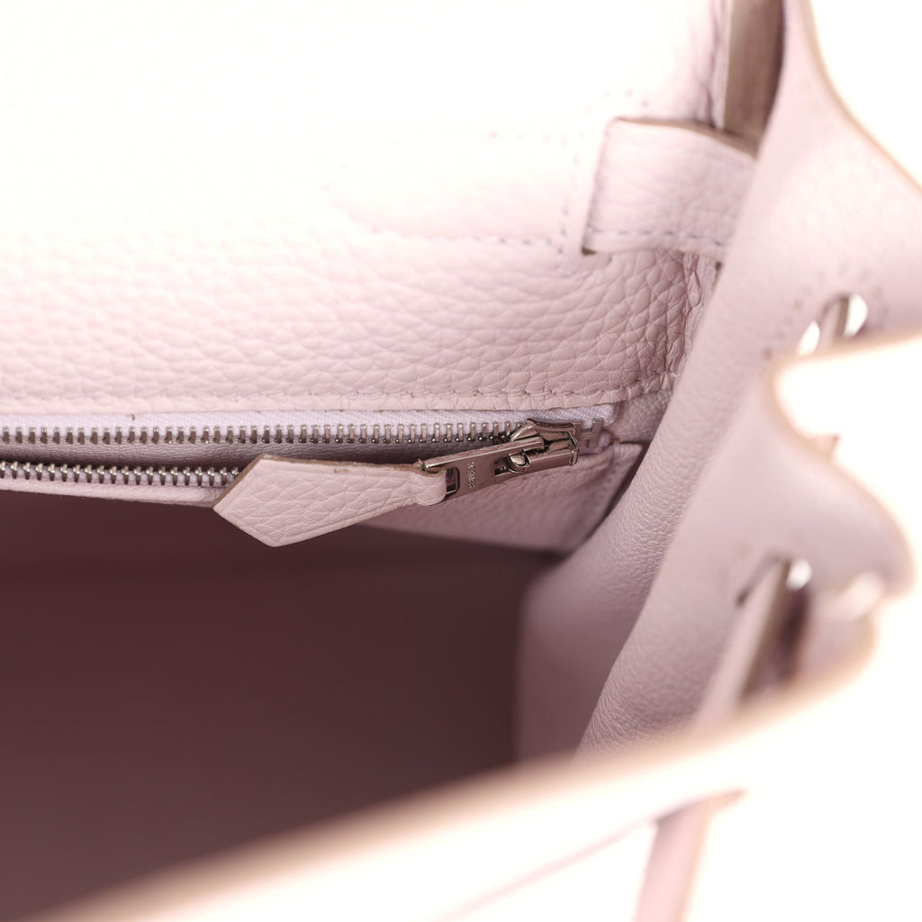 New Hermes Kelly Retourne 28 Mauve Pale Clemence Palladium Hardware
