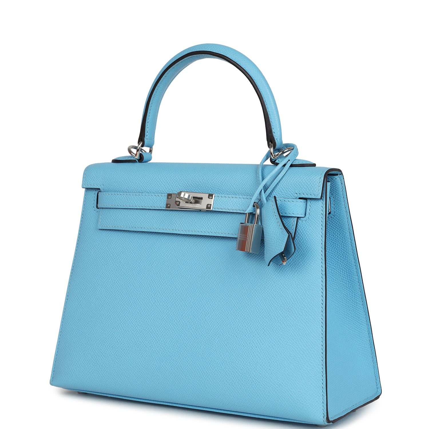 Hermes Kelly Sellier 25 Celeste Epsom Palladium Hardware